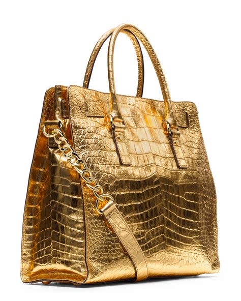 michael kors hamilton tote gold|Michael Kors nouveau Hamilton bag.